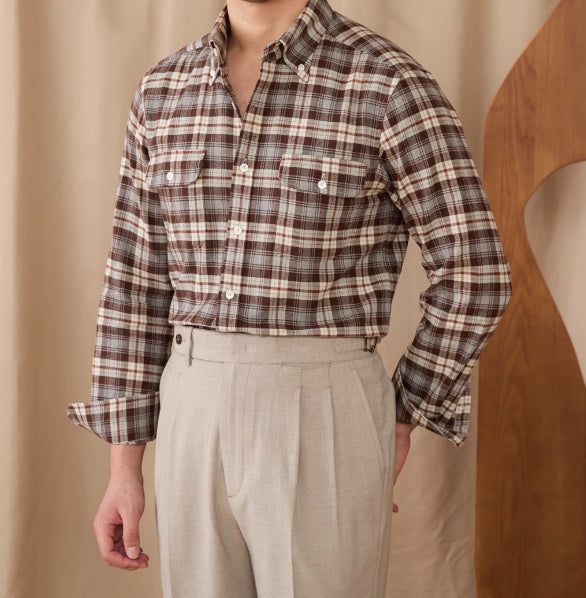 Retro långärmad skjorta för män