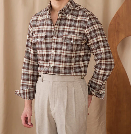 Retro långärmad skjorta för män
